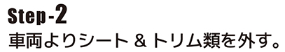 車両よりシート、トリム類を外す